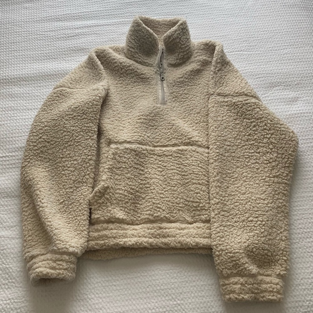 Cream Cozy Offline by Aerie Quarter Zip Sherpa